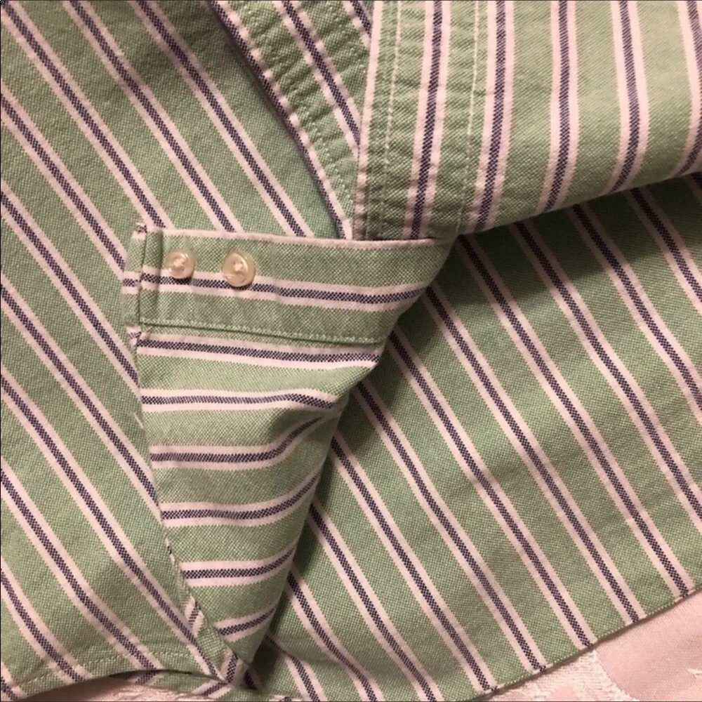 Ralph Lauren Green Striped Casual Long Sleeve Button Down 6
